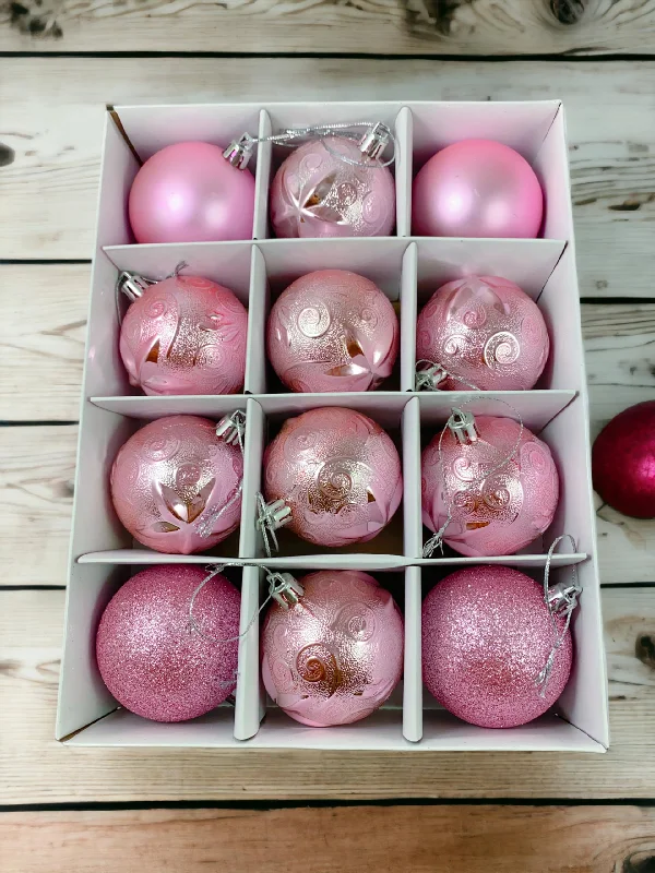 Sesonby (Set of 12) Balls Christmas Balls (Pink)