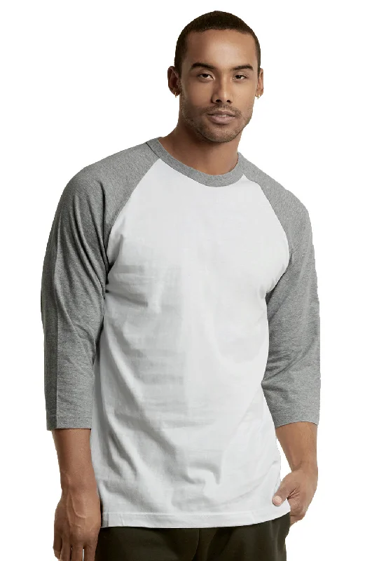 Fleece T-ShirtsTOP PRO MEN'S 3/4 SLEEVE BASEBALL TEE (MBT001_LT.G/WHT)