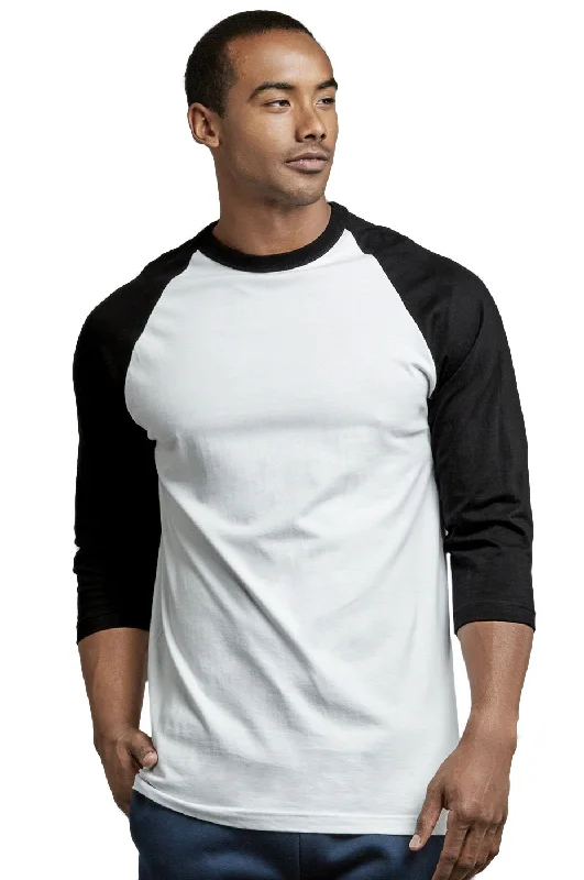 Collaborative T-ShirtsTOP PRO MEN'S 3/4 SLEEVE BASEBALL TEE (MBT001_BLK/WHT)