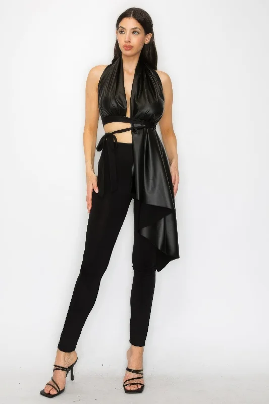 GauchosFaux Leather Top & Pants Set