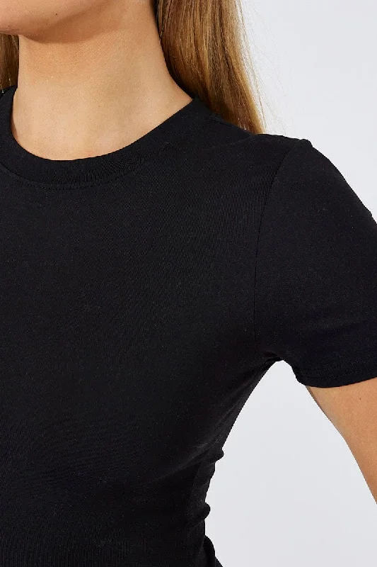 Black Bodysuit Short sleeve Crew neck Supersoft