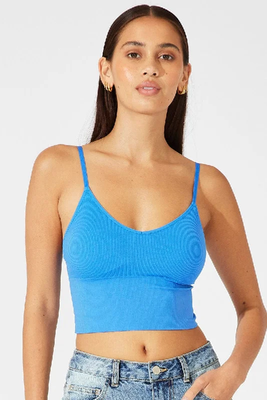 Blue Crop Singlet Top Seamless