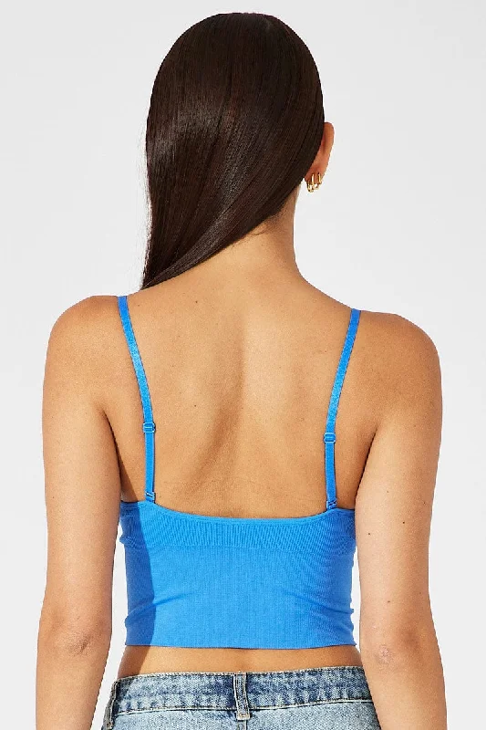 Blue Crop Singlet Top Seamless