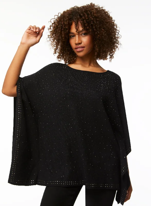 Embellished Poncho Sweater