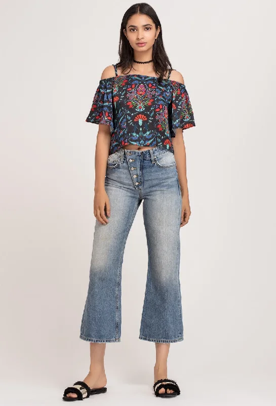 Iznik Off Shoulder Crop Top