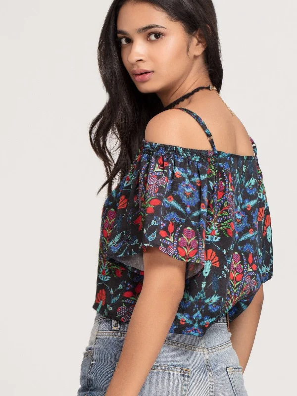 Iznik Off Shoulder Crop Top