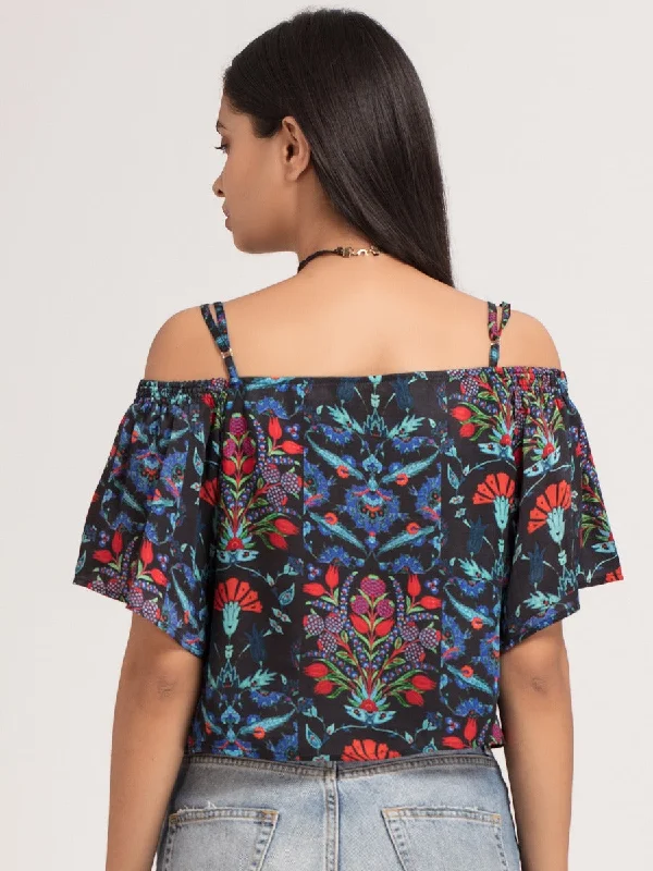 Iznik Off Shoulder Crop Top