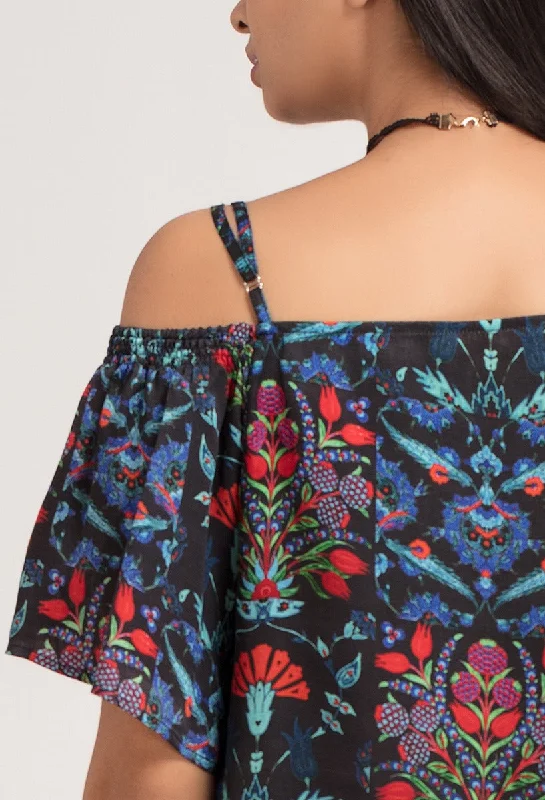 Iznik Off Shoulder Crop Top