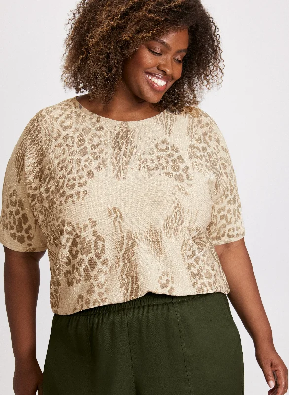 Leopard Print Dolman Sleeve Sweater