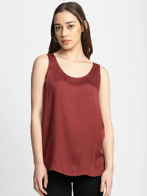 Maroon Keyhole Tank Top