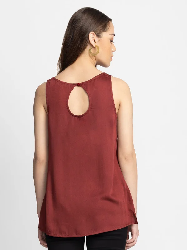 Maroon Keyhole Tank Top