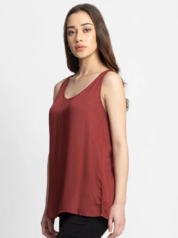 Maroon Keyhole Tank Top