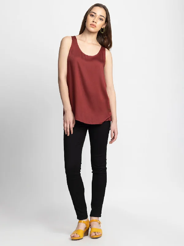 Maroon Keyhole Tank Top