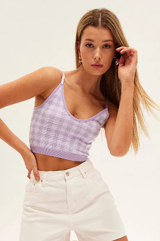 Purple Check Bralette Seamless