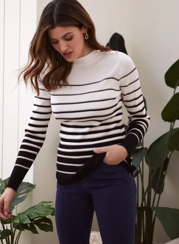 Striped Mock Neck Sweater