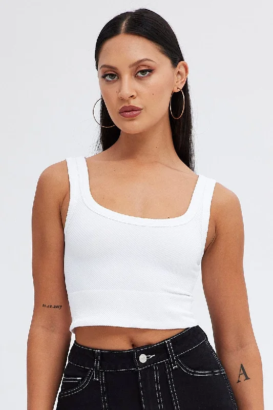 White Bralette Seamless Rib