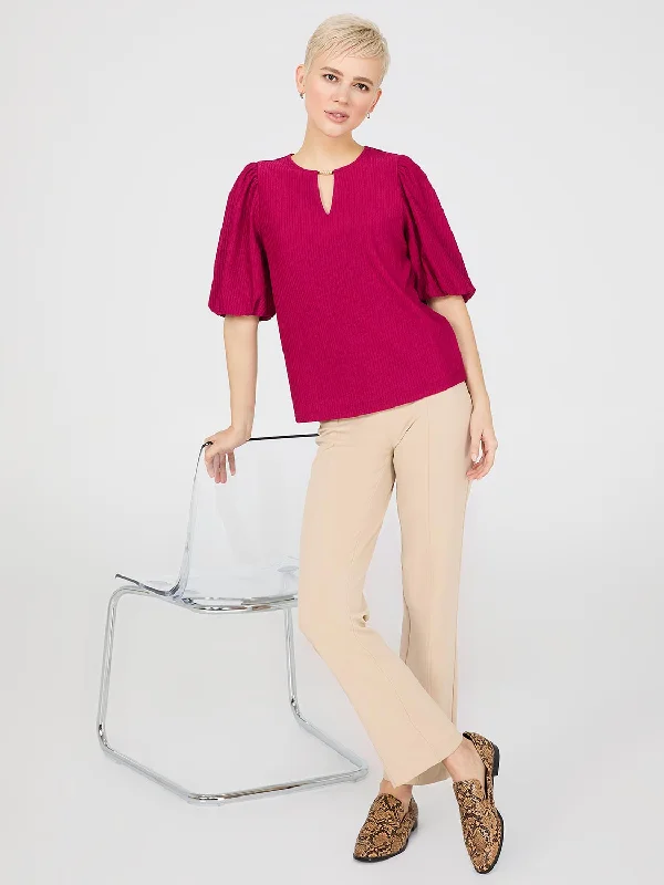 Textured Jacquard Top With Front Keyhole