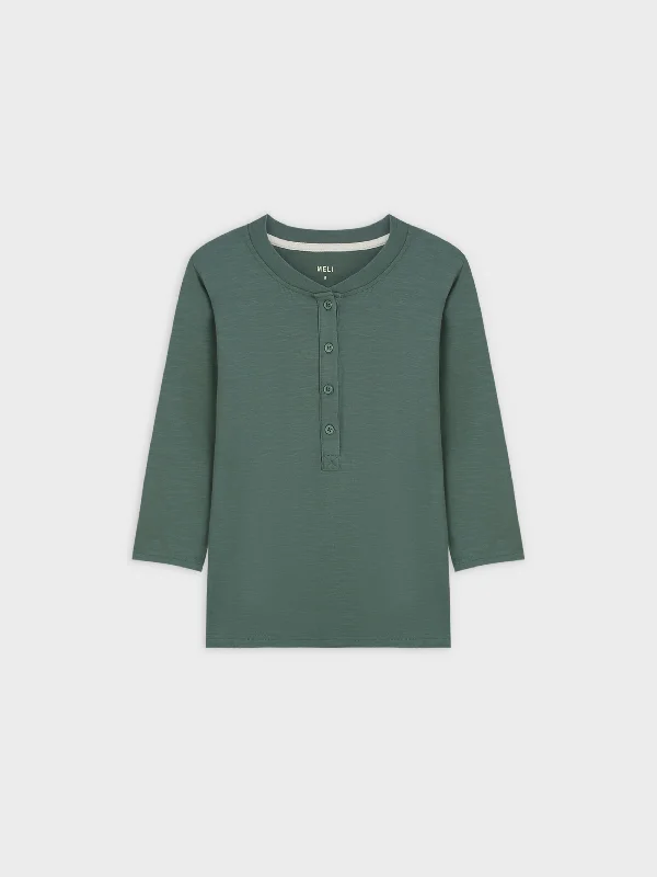 4 BUTTON HENLEY TEE-GREEN