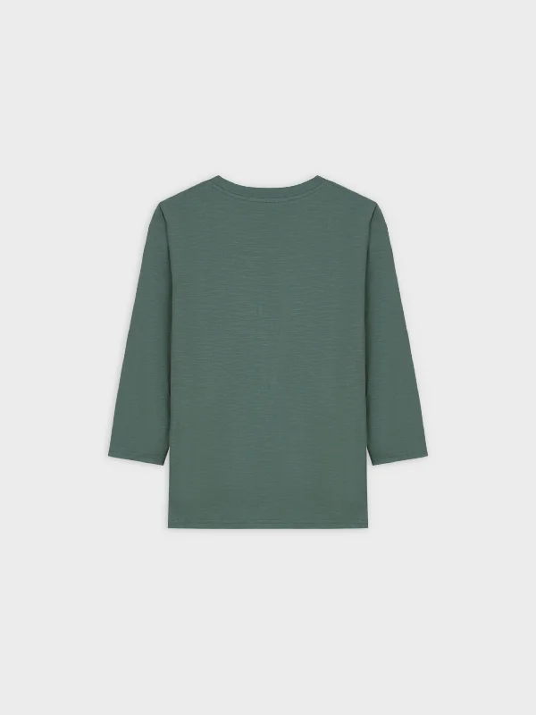 4 BUTTON HENLEY TEE-GREEN