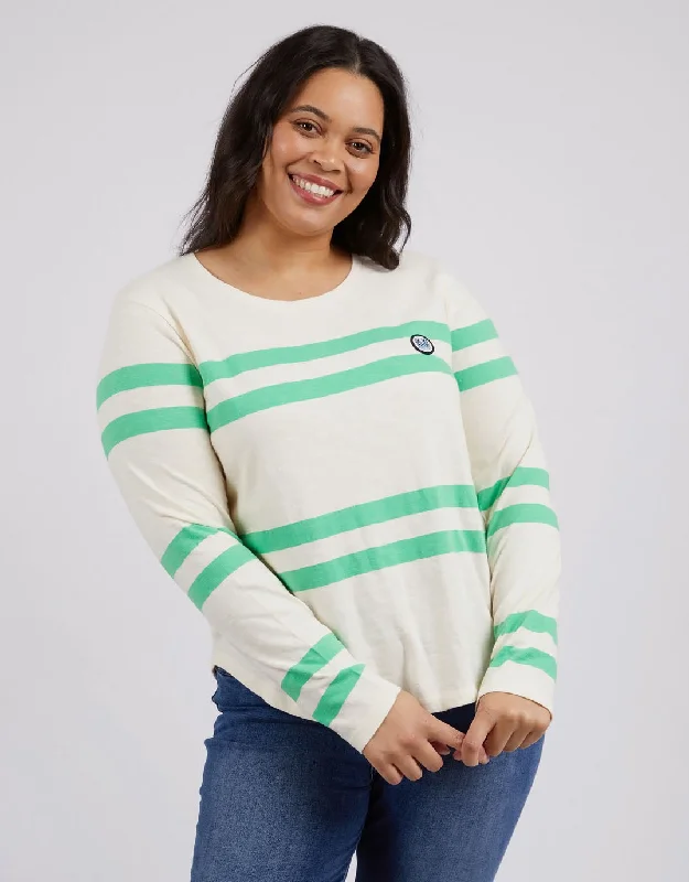 Allegra Long Sleeve Tee - Meadow/Vintage White Stripe