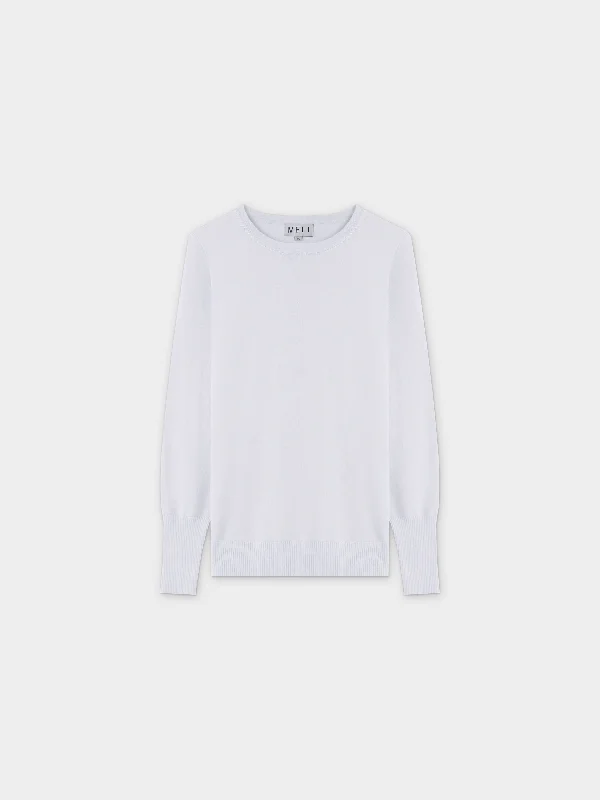 Basic Crew Sweater LS-White