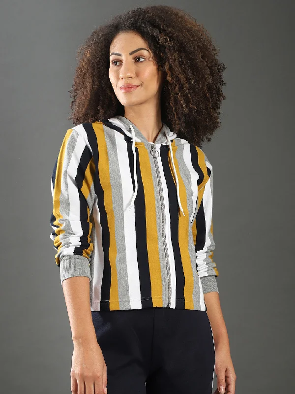 Campus Sutra Women Stylish Striped Casual Sweatshirts