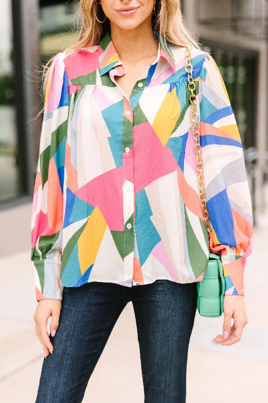 Fate: Can't Lose Pink Abstract Blouse