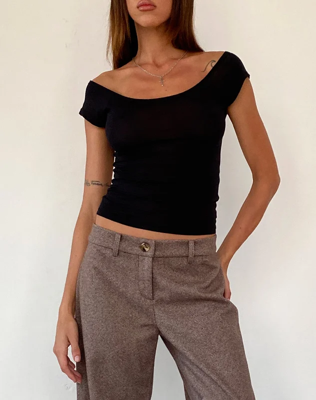 Charya Off The Shoulder Top in Black