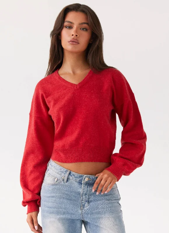 Deserve Me Knit Top - Cherry