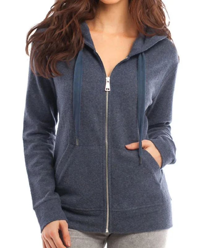 Kourtney Kashmira Zip-Up Hooded Sweatshirt In Denim