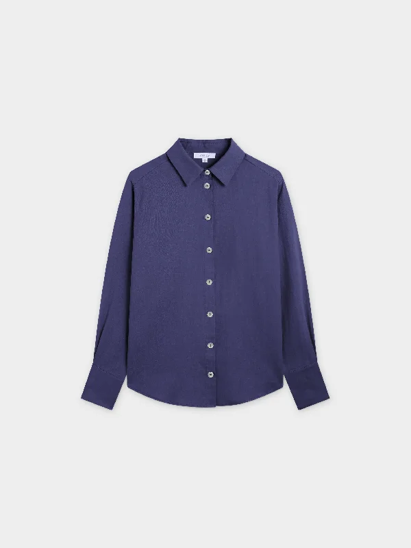 Linen Blouse-Navy