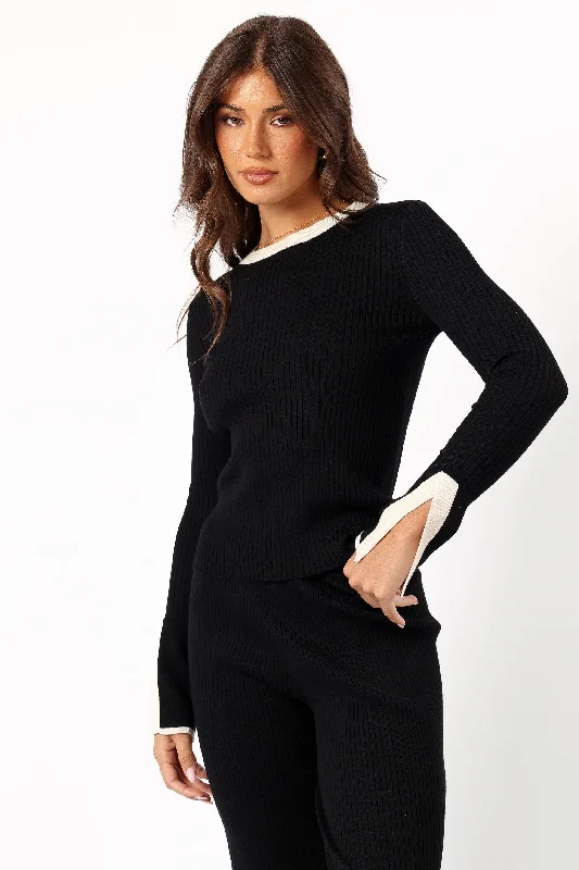 Lizbeth Knit Top - Black White