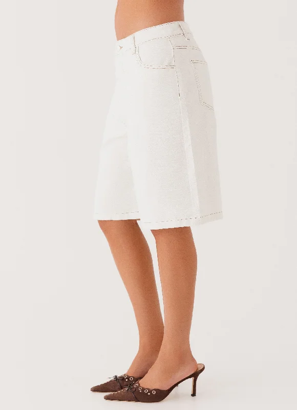 Lottie Low Rise Jorts - White