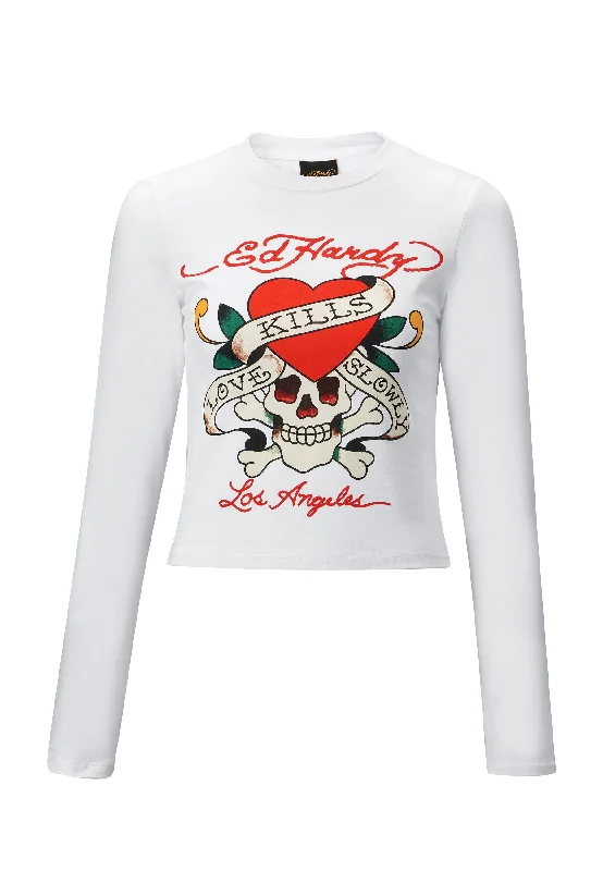 Womens Love Kills Long Sleeve T-Shirt - White