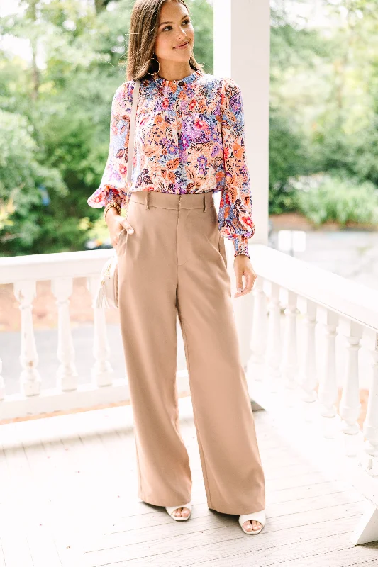 Skies are Blue: Make Your Day Mauve Pink Floral Blouse