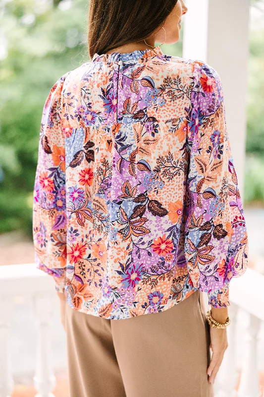 Skies are Blue: Make Your Day Mauve Pink Floral Blouse