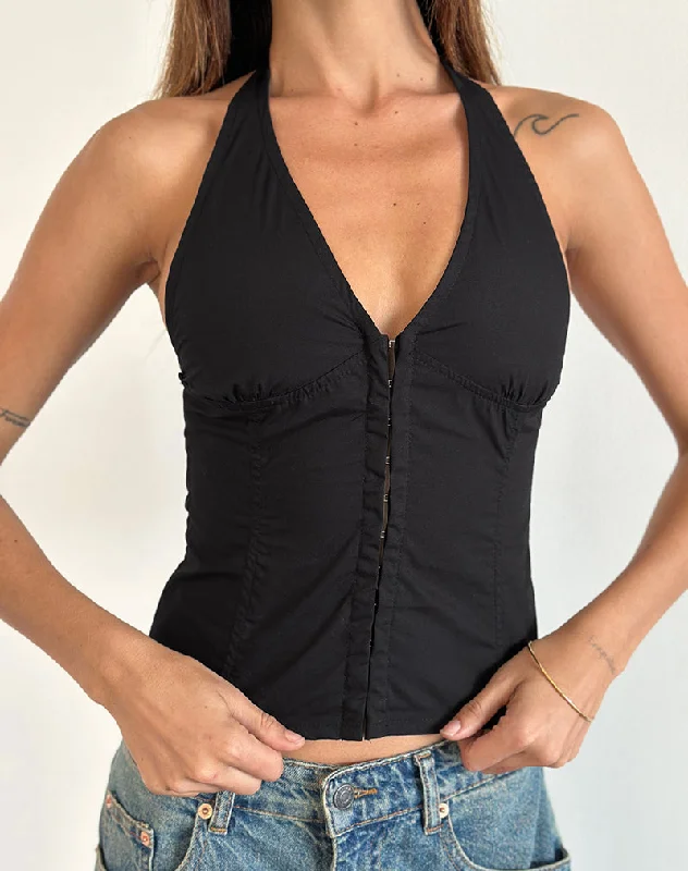 Miken Halterneck Vest Top in Black