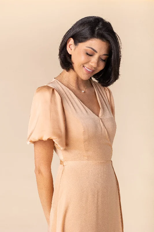 Mila Satin Dress - Peach