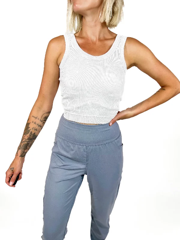 Must Have Padded Washed Crop Tank- BONE