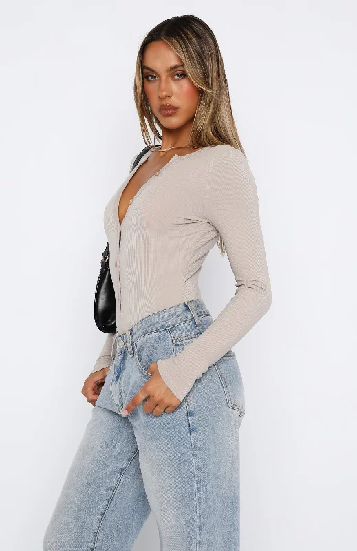 Never Be Tamed Long Sleeve Bodysuit Nude