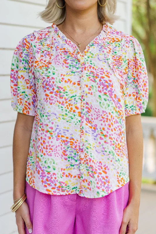 Next Stop Light Pink Spotted Blouse