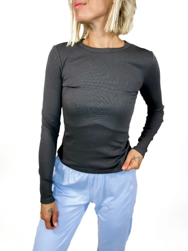 Only Essential Ribbed Long Sleeve- MAGNET