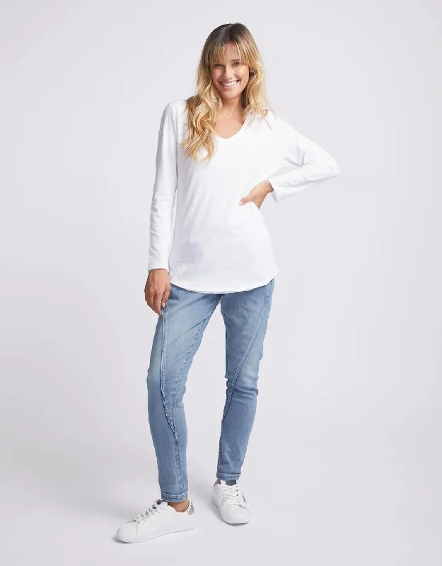 Original V-Neck Long Sleeve T-Shirt - White