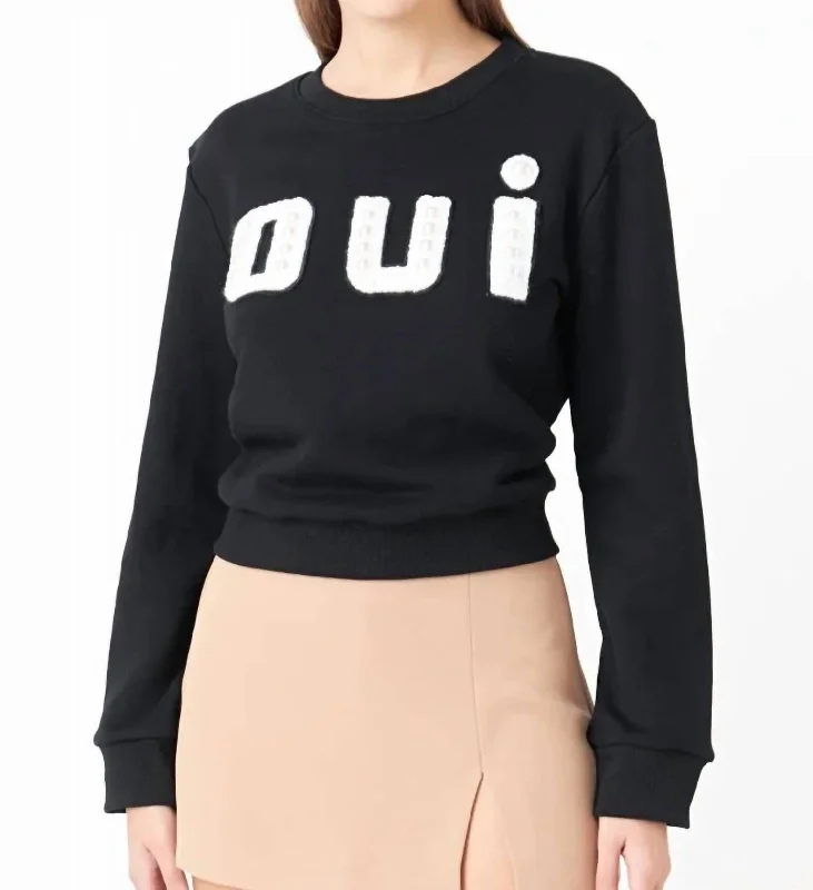 Oui Pearl Sweatshirt In Black