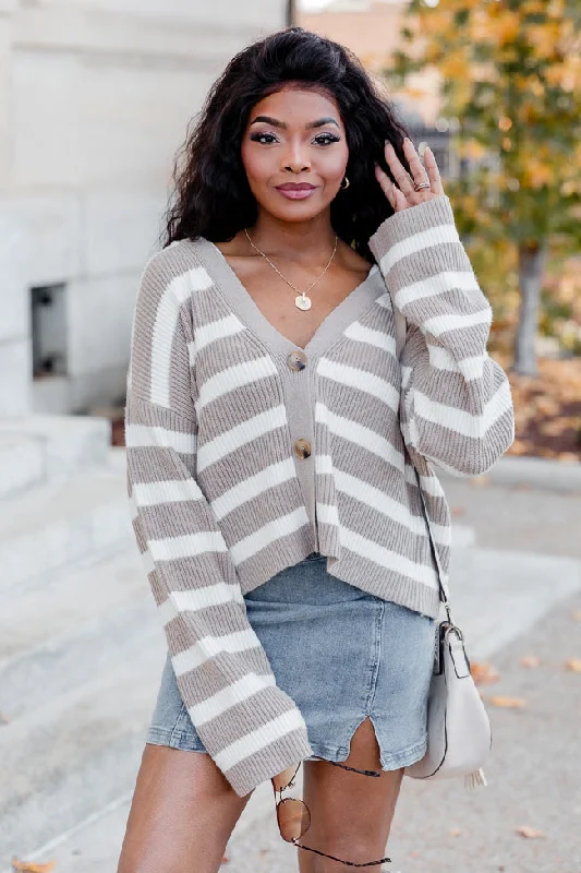 Patience Is Power Tan Striped Cardigan