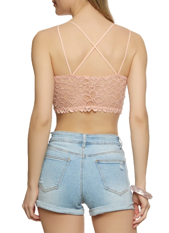 Crochet Lace Criss Cross Back Bralette