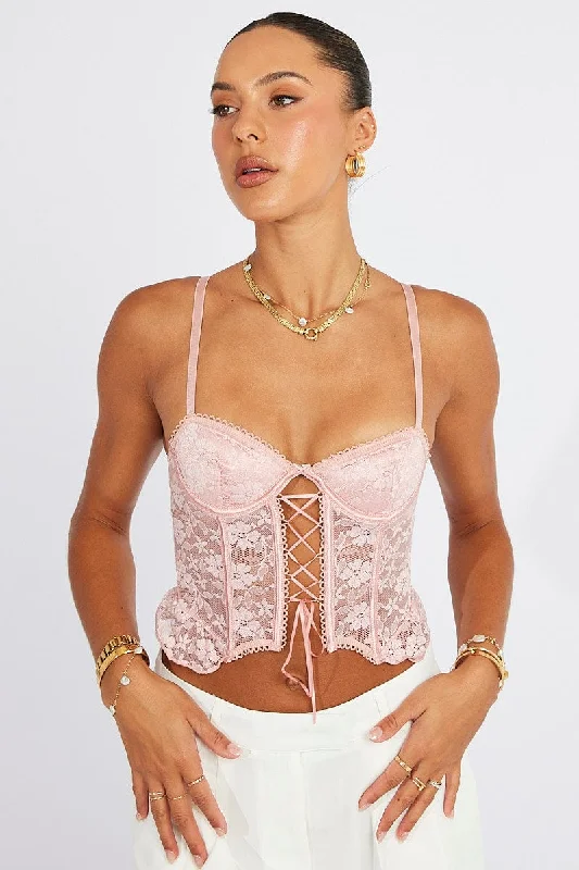 Pink Lace Corset Top