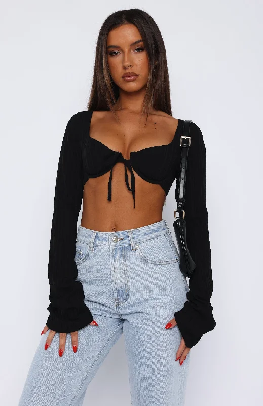 Problem With You Long Sleeve Crop Black