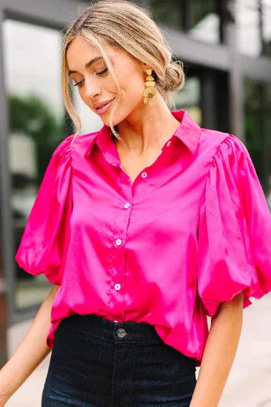 Props To You Magenta Pink Satin Blouse