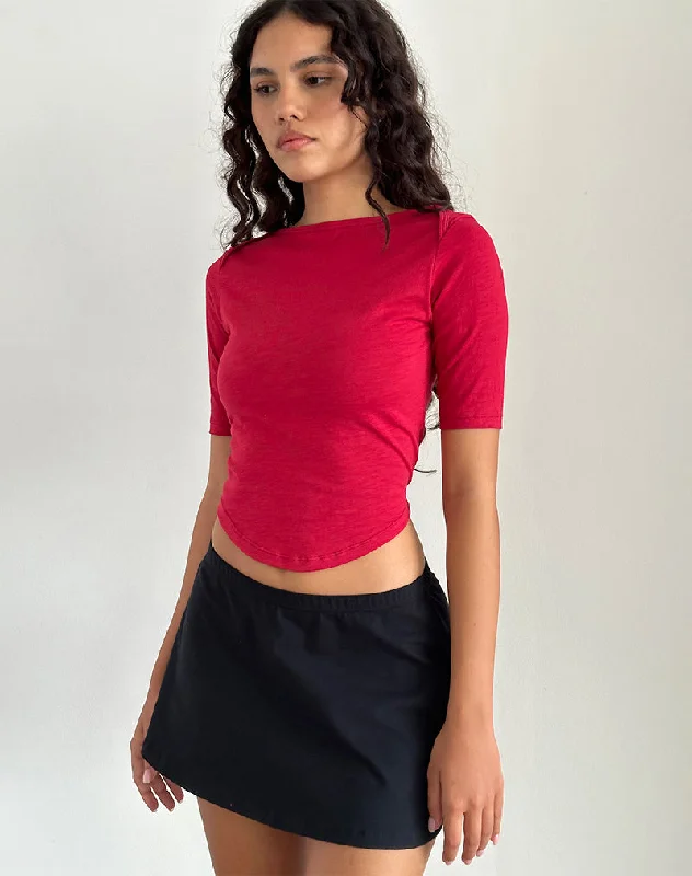 Ralda Curved Jersey Tee in Adrenaline Red